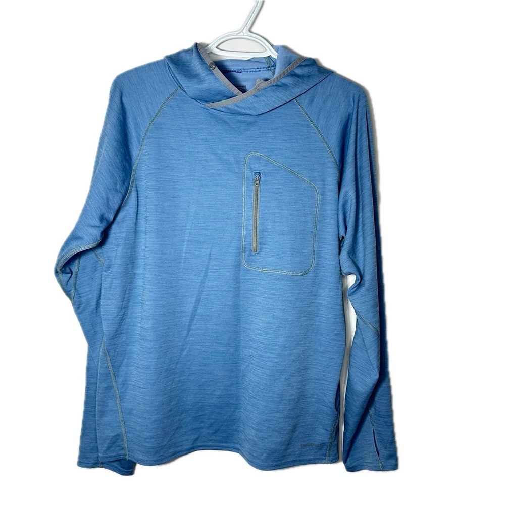 Patagonia Capilene Cool Daily Women Blue Hoodie UPF 50 Hike Outdoors Size Small